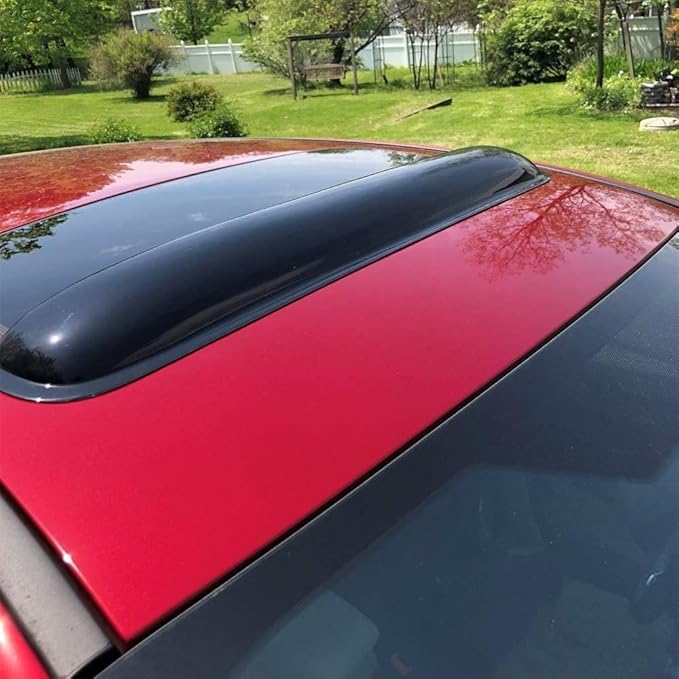 38inch Universal Shatterproof Sun Rain Guard Rainroof Wind Deflector,Tape-On Dark Smoke Tint Auto Moonroof Window Visor Fit Sunroof Which Is Not Wider Than 36.8",Rainy Windy Weather Protection RN98