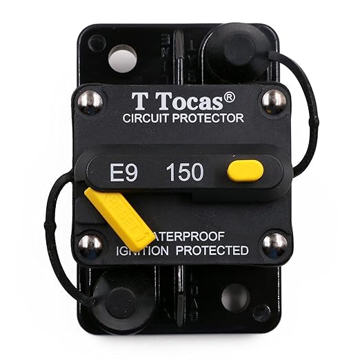 E9 T3 Hi-Amp 150A Circuit Breaker with Manual Reset 12V - 48V DC, IP67 Waterproof Switchable Breaker Surface Mount 150 Amp