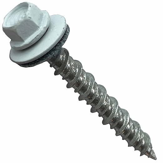 Metal Roofing Screws-#10 x 1.5” – Self Tapping Hex Head with EPDM Rubber Washer – for Metal to Wood, Corrugated Roofing, Siding, Sheds, Pancake Screw - ¼” Hex Drive Easy Installation - White