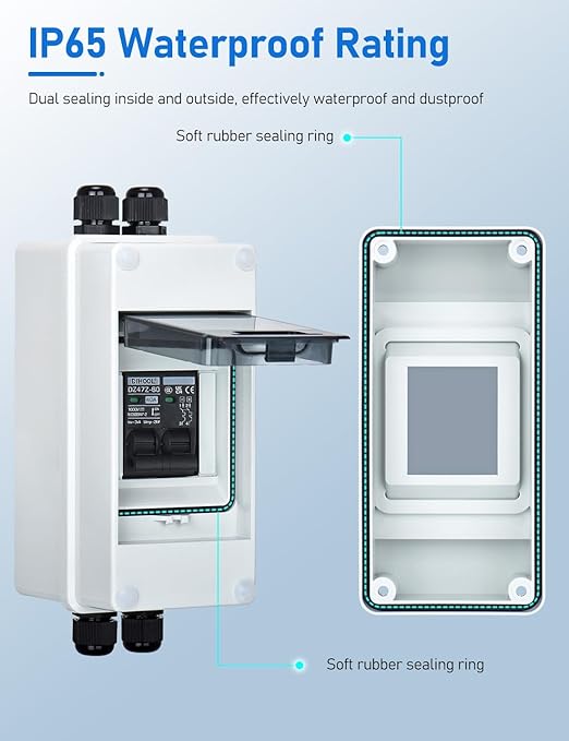 DIHOOL Disconnect Switch 40 Amp DC Circuit Breaker Box, Solar Panel Junction Box 1000V