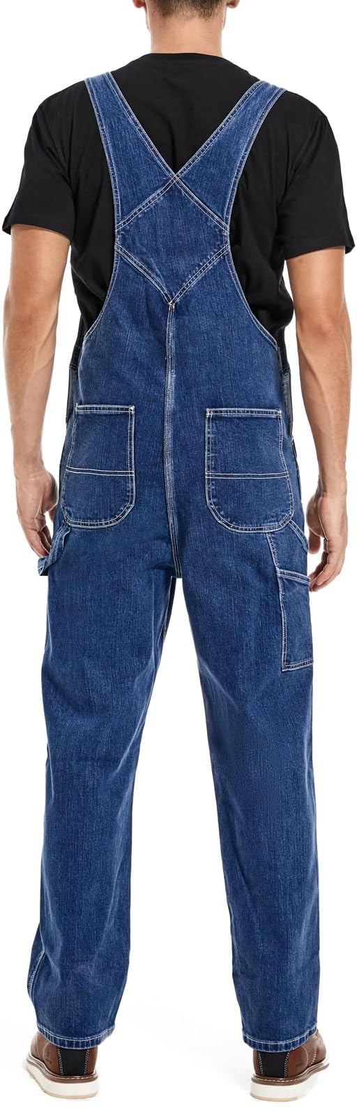 HISEA Men's Denim Bib Overalls, Men's Overalls Workwear with Adjustable Straps and Convenient Tool Pockets
