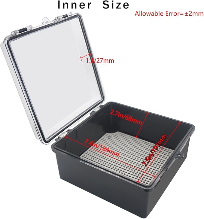 Junction Box, Hinged Black Clear Cover IP67 Waterproof ABS Project Box with Mounting Plate Electrical Box Enclosure with Wall Bracket 8.3 x 8.3 x 4.3inch(210x210x110mm)