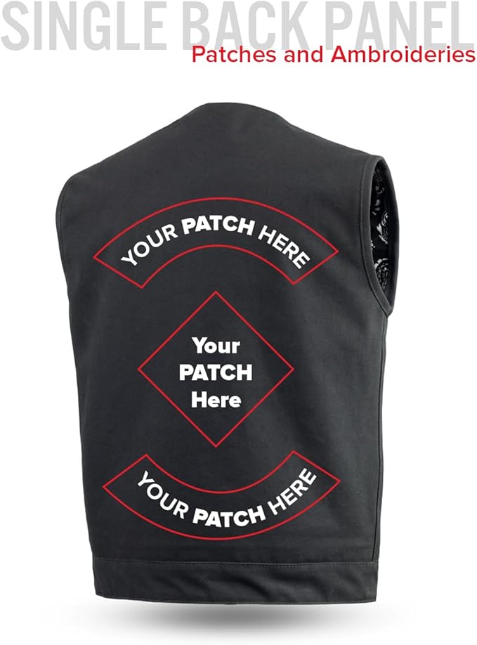 First Mfg Co - Men's Motorcycle Biker Riding Black Canvas Vest