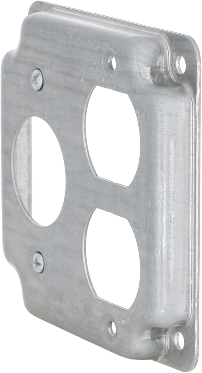 4 in. Square Cover, Exposed Work, Duplex/1.406 in. Dia. Receptacle