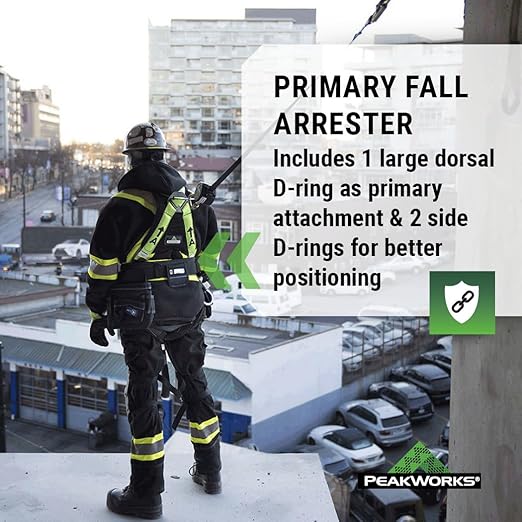 PeakWorks PeakPro Series Safety Harness - Full Body Safety Harness - CSA & ANSI Compliant Fall Protection - 310 lbs Capacity - Universal Size (Multiple Classes & Leg Buckle Types)