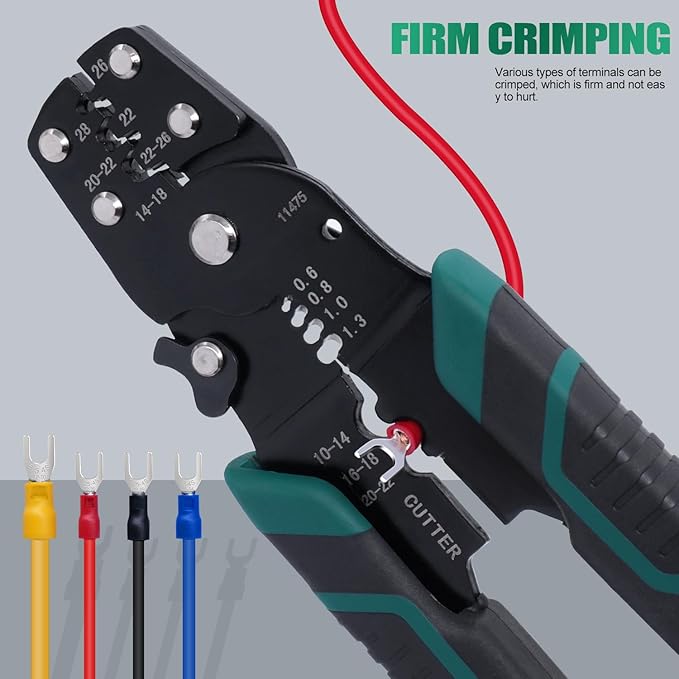 Twidec/Wire Crimper Tool With Stripper Cutter,Multifunctional Crimping Pliers Terminal Pliers For Insulated Electrical Connectors(22-10 AWG) N-060