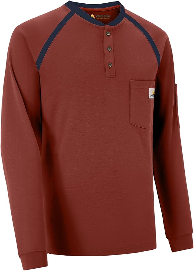 FR Shirts for Men Flame Resistant Shirts 6.5oz Light Weight Long Sleeve Fire Retardant Shirts CAT2/HRC2