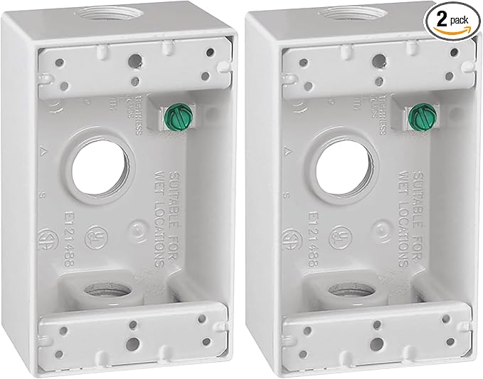 Sigma Engineered Solutions, White Count (Pack of 2) Sigma Electric 14250WH 1/2-Inch 3 Hole 1-Gang Box