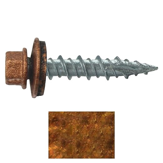 Metal Roofing Screws: (250) 10 x 1 Copper Hex Head Sheet Metal Roof Screw. Self Starting Metal to Wood siding Screws. EPDM Washer. Colored Head