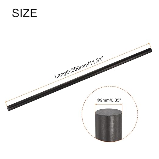 MECCANIXITY Carbon Fiber Rod, 9mm x 300mm Carbon Rod Bar for RC Plane DIY Craft Kite Wing Tube Quadcopter Arm Repair Pack of 5