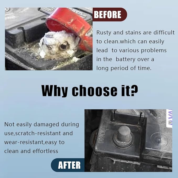2PCS Car Battery Terminal Cleaning Brush, 4 in 1 Anti-Rust Auto Battery Cleaner with Steel Wire, Universal Car Accessories Battery Cleaner Tool Perfect for Battery Terminals & Pipes