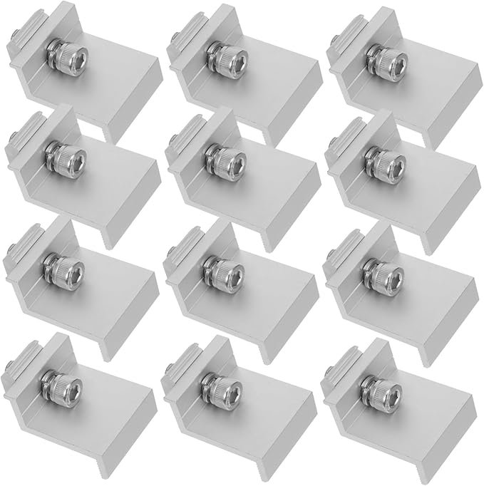 balacoo 12pcs Metal Solar Panel Bracket Clips and Easy to Install Solar Panel Rack Clips for Household and Outdoor Use Compatible Various Photovoltaic Systems