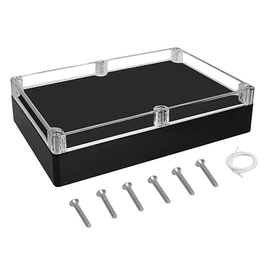 LeMotech Electrical Box Clear Cover Project Box IP65 Waterproof Junction Box ABS Plastic Case Universal Enclosure for Electronics, Black 10.3"x 7.1"x 2.3"(263x182x60mm)(Pack of 1)