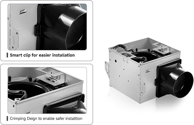 Tech Drive Bathroom Exhaust Fan 110 CFM, 1.5 Sone, 4-Inch Duct,No Attic Access Needed,Very Quiet Ventilation Fan, Easy to Install Ceiling Mounted, White, ETL Certified