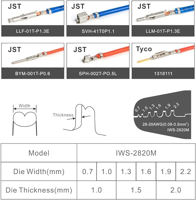 iCrimp Mini Micro Open Barrel Crimping Tools Works on AWG28-20 JAM, Molex, Tyco, JST Terminals and Connectors used for FPV, Drone Servo