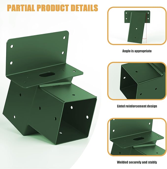 4 Pcs Deer Stand Brackets 4x4 (Strengthen Support, Easy Installation), Outdoor Angle Brackets with Powder-Coated for Deer Stand, Tree House, Shooting Shack & Outdoor Platforms