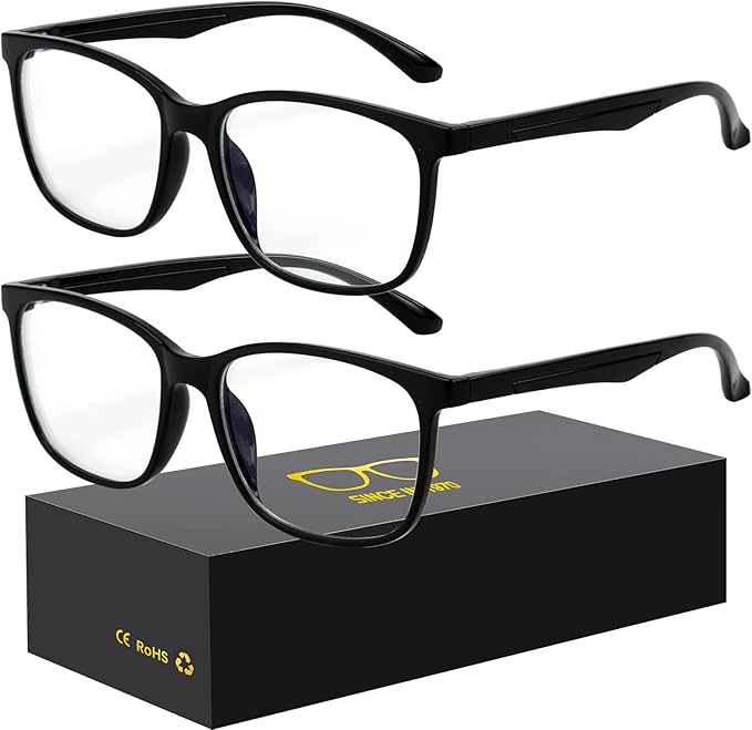 Blue-Light Blocking Glasses Computer Reading/Gaming/TV/Phones Glasses Fashion Anti Eyestrain Glasses for Women Men（A3 2 * Black）