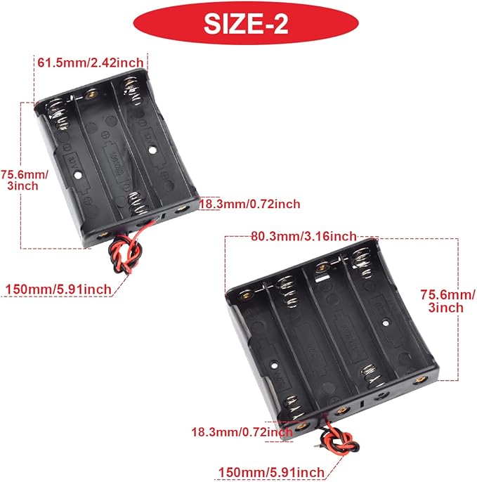 12Pack 18650 Battery Holder Bundle with Wires,3x1 18650 Battery Holder 3.7V,3x2 18650 Battery Holder 7.4V,3x3 18650 Battery Holder 11.1V,3x4 18650 Battery Holder 14.8V,with Leads,for DIY