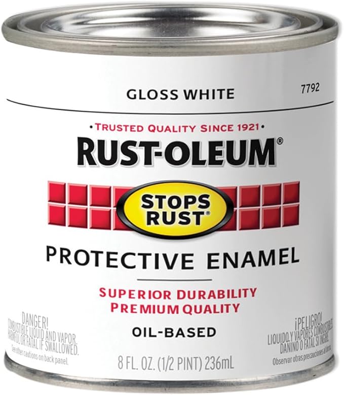 Rust-Oleum 7792730-6PK Stops Rust Brush On Paint, Half Pint, Gloss White, (Pack of 6)