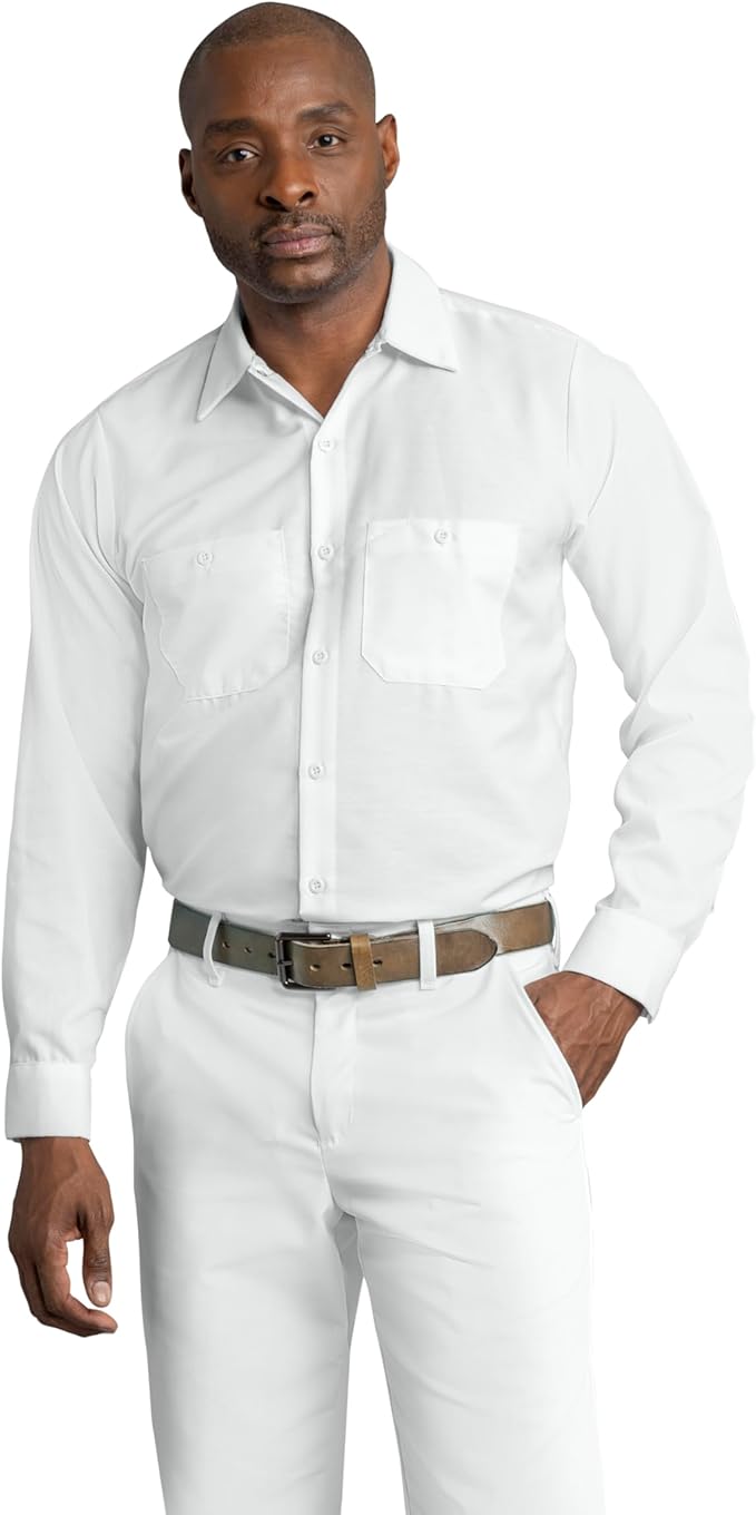 Red Kap Men's Long Sleeve Industrial Work Shirt | Moisture Wicking Button Up, Wrinkle Resistance Fights Fading & Stains