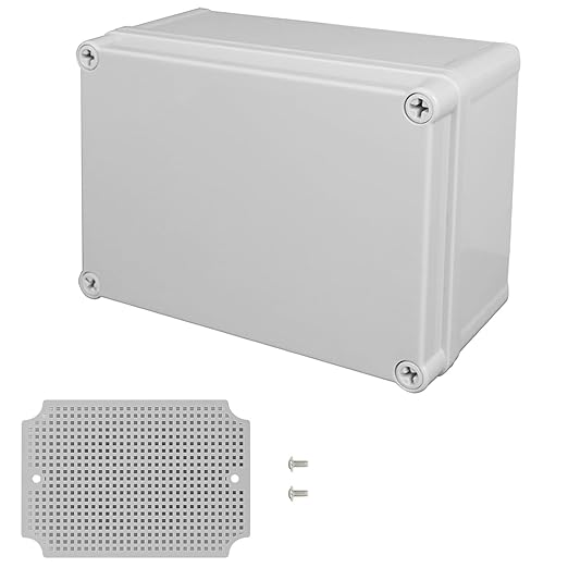 Junction Box，6.9"x 4.9"x 3" Outdoor Electrical Box with Mounting Plate, IP67 Dustproof Waterproof ABS Plastic Project Box, DIY Electrical Enclosure Gray (175x 125x 75 mm)