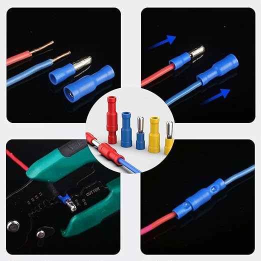 smseace 160pcs Bullet Wire connectors with Stripping/Cutting/Crimping Tool 22-10AWG Insulated Male/Female Bullet Connector kit for Automotive Boat Stereo Industrial Equipment