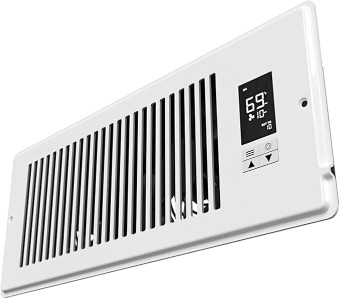 Quietcool Register Booster Fan for 4" x 12" Registers - Smart App Control - Quiet Vent Fan with Auto Thermostat - 10 Speeds