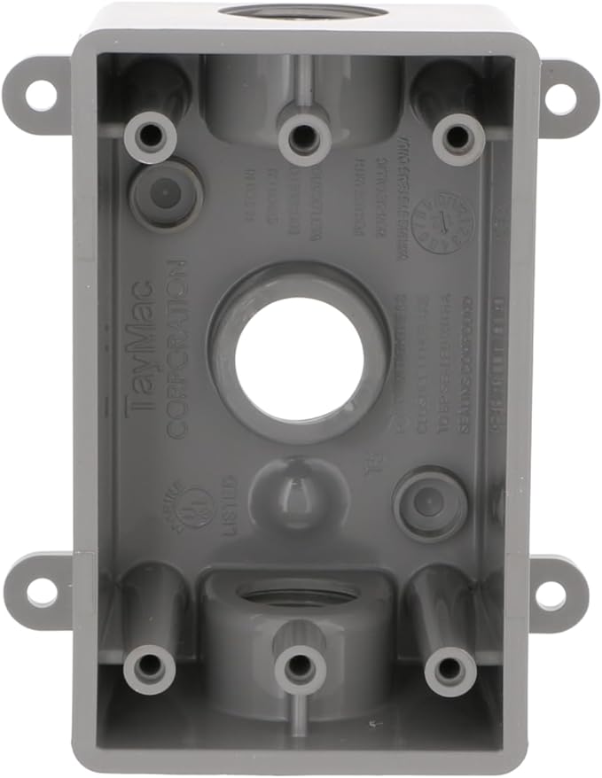 BELL PSB37550GY Single-Gang Weatherproof Three 1/2 in. or 3/4 in. Threaded Outlets, 2 in, Gray