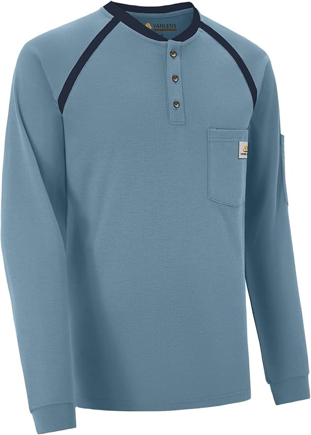 FR Shirts for Men Flame Resistant Shirts 6.5oz Light Weight Long Sleeve Fire Retardant Shirts CAT2/HRC2