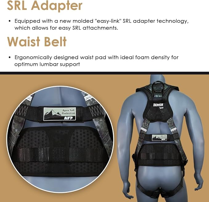 AFP Demon Fall Protection Comfortable Safety Harness (OSHA/ANSI PPE)