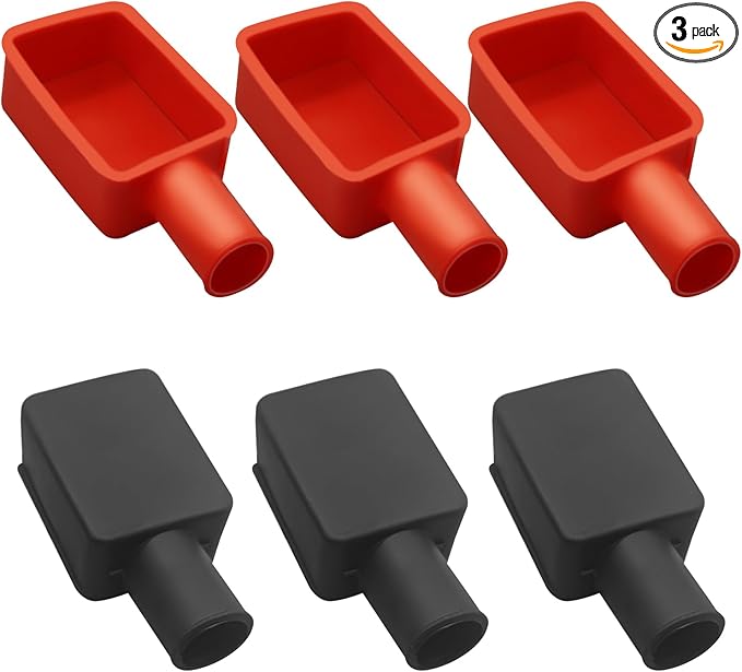 6Pcs Battery Terminal Cover, Battery Terminal Protector, Car Insulating Battery Cover, Soft Rubber Positive and Negative Poles Stud Covers Connector Top Post Cap for Car Motorcycle Truck (Red/Black)
