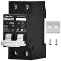 DC 36V to 250V Circuit Breaker 16/20/25/32/40/50/63A - 6kA PV Solar & Battery Protector, AC/DC Short-Circuit Overload Automatic Cut-Off, DIN Rail Mount, Fire-Safe Black Protector (50A)