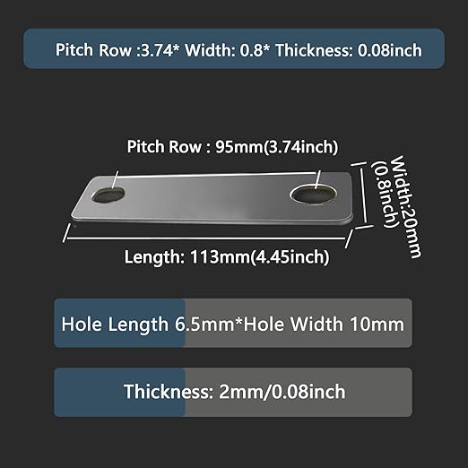 4PCS Pitch Row 3.74IN 2mm Thick Bus Bars Connector red Copper Nickel-Plated for Lifepo4 Cell 3.2V 304ah 280ah 302ah Lithium Battery Busbar (4, Pitch Row 3.74IN)
