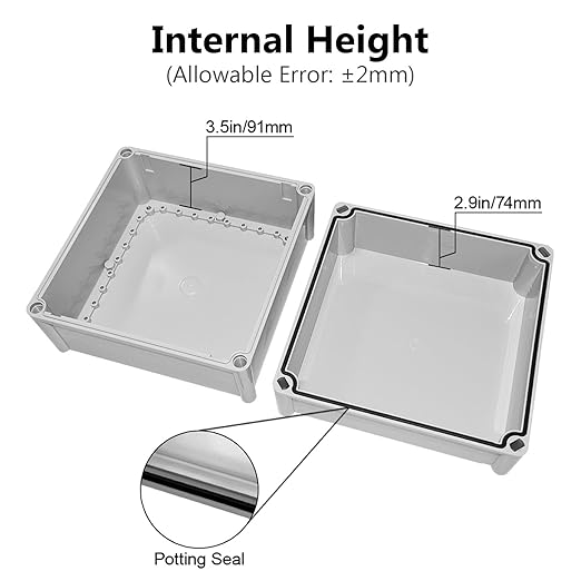 LeMotech Waterproof Dustproof IP67 Junction Box DIY Case Enclosure Gray 11 x 11 x 7.1 inch (280 x 280 x 180 mm)