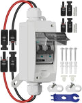 Solar Disconnect Switch 63A DC1000V Circuit Breaker 2P with PV Connector and IP65 Small Breaker Box and Wall Hooks for Outdoor PV Stystem, Battery, PV Array MCB