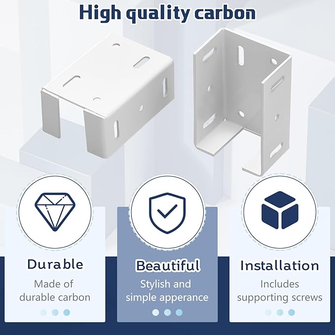 Hicarer 8 Pcs Heavy Duty Aluminum Fence Bracket with Screws for Vinyl Fencing Panel and Post Connection Deck Railing Bracket Kit Fits 2 3/4 Inch Rails
