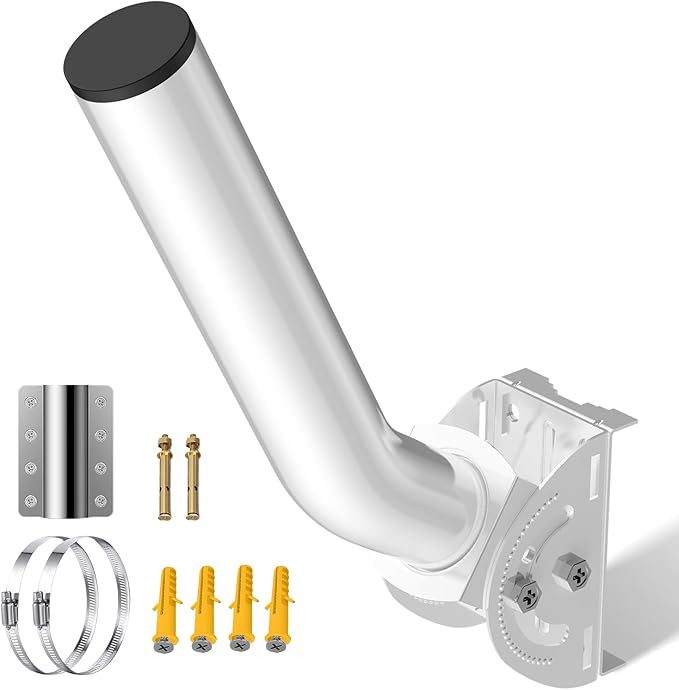 Universal Antenna Pole Mount Bracket, 12" Adjustable J Mounting Brackets for Stalink Gen 2 & Mini, Weather Station, TV/AF Antennas, Wireless Bridge, Access Point, WiFi Booster Extender