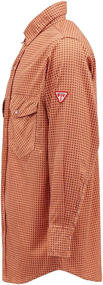 TICOMELA Men’s Mid-Weight FR Welding Shirt, 7.5oz 100% Cotton NFPA 2112 CAT2 – Flame-Resistant Button-Down Work Shirt