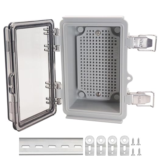 Electrical Box, Outdoor Waterproof Box IP67 Junction Box with Mounting Plate,ABS Plastic Project Box Power Cord Enclosure Clear 5.9" Dx3.9 Wx2.8 H
