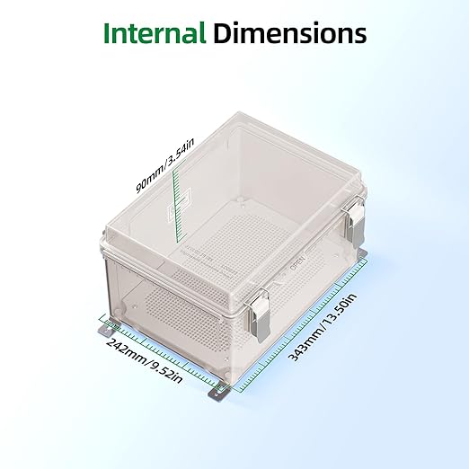 UL Certified Junction Box, NEMA 6 Weatherproof 94V-0 Flame Retardant, Plastic Electrical Enclosure for Industrial Projects, Includes Mounting Plate (Grey Cover, 14.6"×10.6"×5.9")