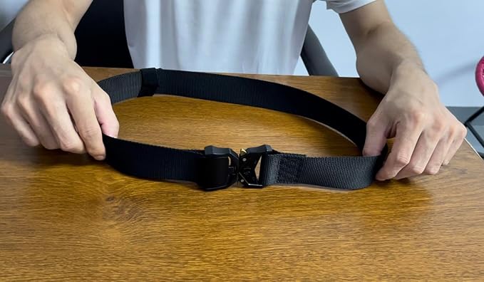 Nylon Belts for Men, Military Hiking Rigger 1.5" Work Belt with Heavy Duty Quick Release Buckle - Black
