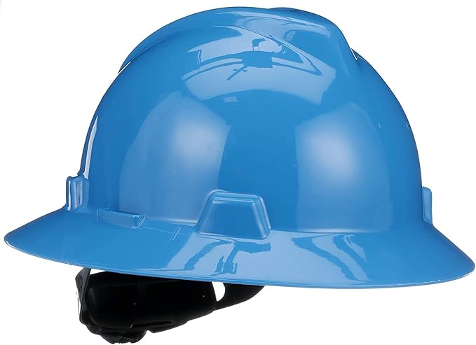 MSA V-Gard Full-Brim Hard Hat with Suspension - Polyethylene Shell, Superior Impact Protection and Self Adjusting Crown Straps - Standard Size Hard Hat