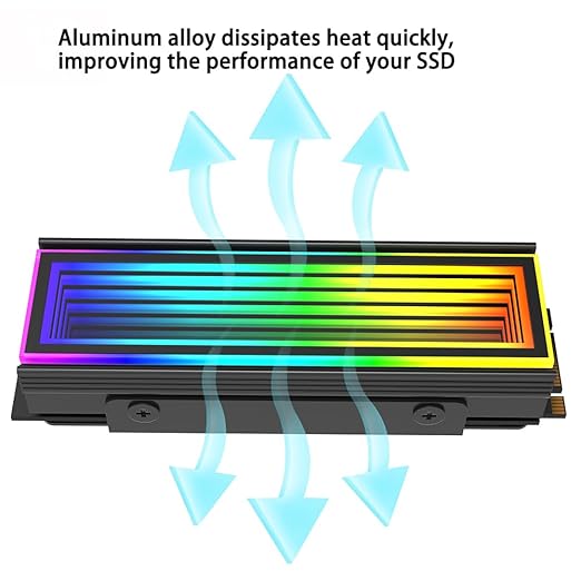 ARGB M.2 Heatsink SSD Heat Sink with Thermal Pads, Aluminum 2280 M2 5V 3Pin Addressable RGB Sync OPENRGB NVME Heatsink for M.2 2280 Nvme SSD