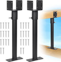 2 Pack 304 Stainless Steel 3.6" Heavy Duty Saddle Roof Riser for Patio Pergolas, 18-1/4" High (Black)