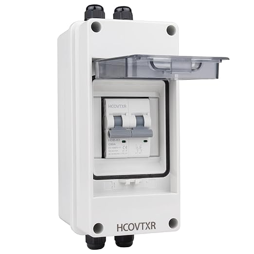 50 Amp Disconnect Box with Breaker,Solar Panel Disconnect Switch 1000 VDC,IP65 Breaker Box for Solar PV Homes