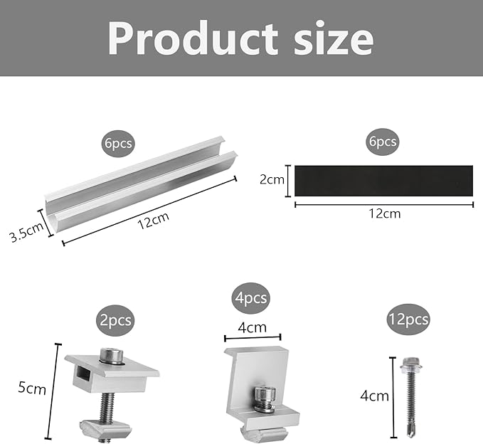 Solar Panel Mount Solar Panel mounting Brackets Z Brackets Lightweight Aluminum 12CM, for Solar Panel Bracket, trapezoidal Plate Flat roof mounting photovoltaic Accessory kit (6 Pieces)