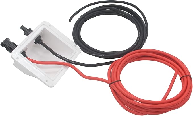 ZOOKOTO 10Ft 10 AWG Soft Copper Cable ABS UV Resistance Dual Cable Entry Housing for Solar Project on Rv, Boat,Camper,Van, Weatherproof