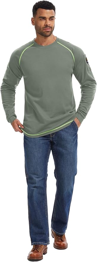 WORKWEYA FR Shirts for Men 5.5OZ Light Weight Welding Flame Resistant Shirts NFPA2112 CAT2