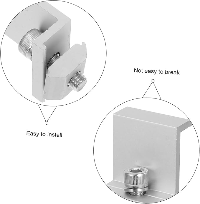 12pcs Solar Panel Rack Clips Metal Bracket Clips for Solar Panel Installation Easy to Install Suitable for Outdoor Use Earth Clamp