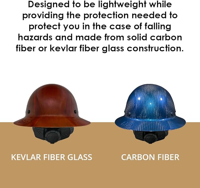 AFP Fiber Full Brim Hard Hat | 6 Point Ratchet Suspension | OSHA & ANSI Rated | Hard Hats for Men | Premium Construction Helmets for Safety